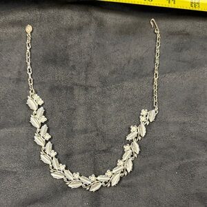 Vintage grey blue Leaf Necklace